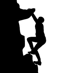 Image showing Black silhouette rock climber on white background