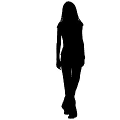 Image showing Black silhouette woman standing, people on white background