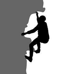 Image showing Black silhouette rock climber on white background