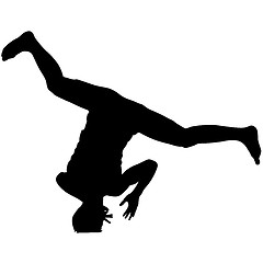 Image showing Black Silhouettes breakdancer on a white background