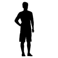 Image showing Black silhouette man standing, people on white background