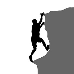 Image showing Black silhouette rock climber on white background