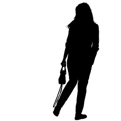 Image showing Black silhouette woman standing, people on white background