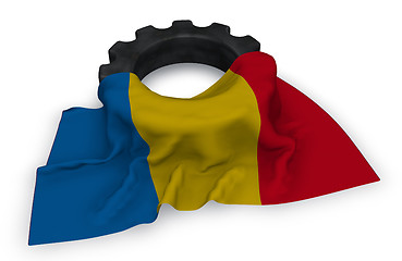 Image showing gear wheel and flag romania - 3d rendering