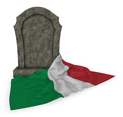 Image showing gravestone and flag of italy - 3d rendering
