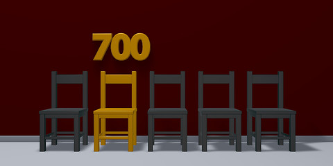 Image showing number seven hundred and row of chairs - 3d rendering