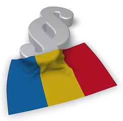 Image showing paragraph symbol and flag of romania - 3d rendering