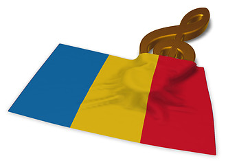 Image showing clef symbol and flag of romania - 3d rendering