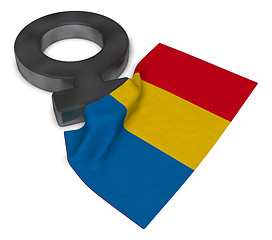 Image showing female symbol and flag of romania - 3d rendering