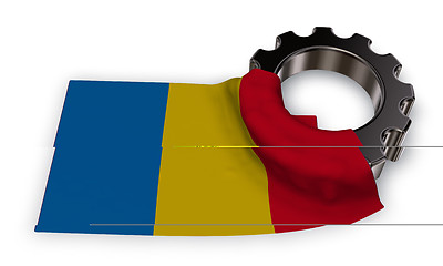 Image showing gear wheel and flag romania - 3d rendering