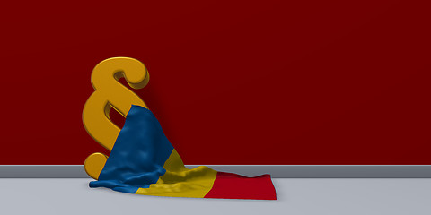 Image showing paragraph symbol and flag of romania - 3d rendering