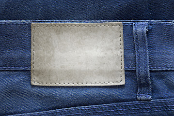 Image showing Blank leather label on jeans