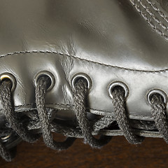 Image showing Black leather boot with laces