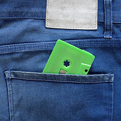 Image showing Green cassette tape in a pocket