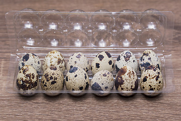 Image showing Quail eggs in plastic packaging