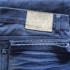 Image showing Blank leather label on jeans