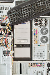 Image showing old computers and computer accessories for electronic recycling