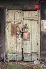 Image showing grunge wooden plank door