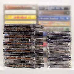 Image showing Stack of old audio cassettes