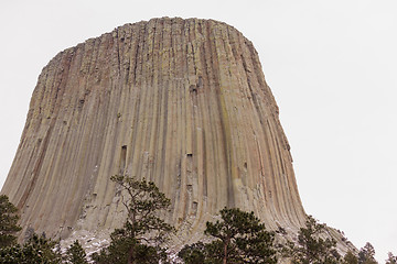 Image showing Devils Tower Wyoming Winter Snow Rock Butte