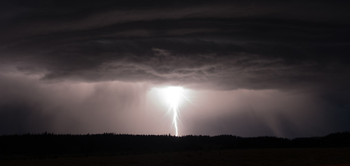 Image showing Over Norris Canyon Thunderstorm Lightning Strikes Yellowstone Na