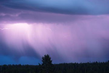 Image showing Over Norris Canyon Thunderstorm Lightning Strikes Yellowstone Na