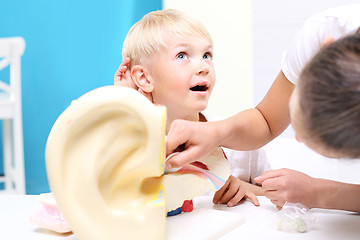 Image showing Anatomy of a child on biology lesson. Students anatomy lesson.