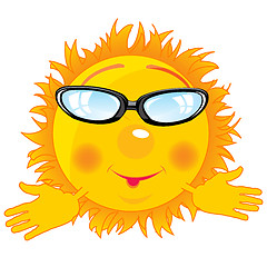 Image showing Cartoon sun bespectacled