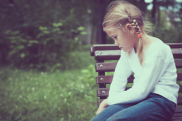 Image showing Portrait of sad little girl