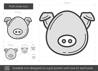 Image showing Pork meat line icon.
