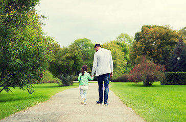 Image showing happy family walking in summer park