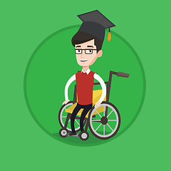 Image showing Graduate sitting in wheelchair vector illustration