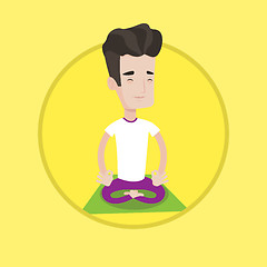 Image showing Man meditating in lotus pose vector illustration.