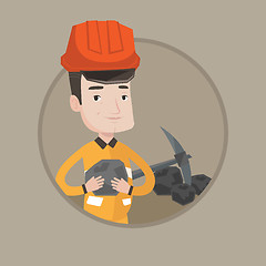 Image showing Miner holding coal in hands vector illustration.