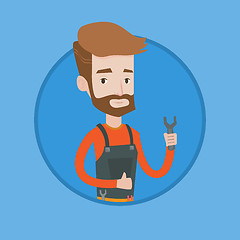 Image showing Repairman holding spanner vector illustration.