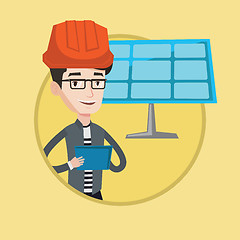 Image showing Male worker of solar power plant.