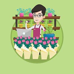 Image showing Florist at flower shop vector illustration.