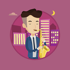 Image showing Musician playing on saxophone vector illustration.