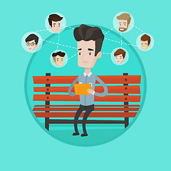 Image showing Man surfing in the social network.