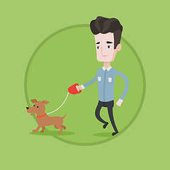 Image showing Young man walking with his dog vector illustration