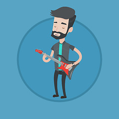 Image showing Man playing electric guitar vector illustration.