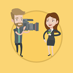 Image showing TV reporter and operator vector illustration.