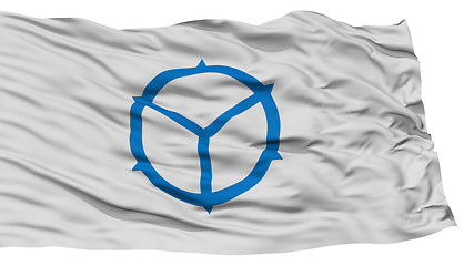 Image showing Isolated Matsue Flag, Capital of Japan Prefecture, Waving on White Background