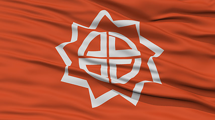 Image showing Closeup of Fukushima Flag, Capital of Japan Prefecture