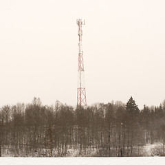 Image showing Telecommunication tower in winter