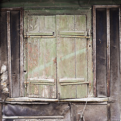 Image showing wall with boarded up window