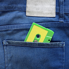 Image showing Green cassette tape in a pocket