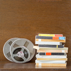Image showing Vintage magnetic audio tapes, reel to reel type