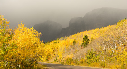 Image showing Fall Color Autumn Foliage Route 3 Altyn Peak Thunderstorm