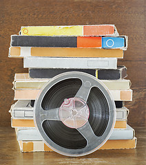 Image showing Vintage magnetic audio tapes, reel to reel type